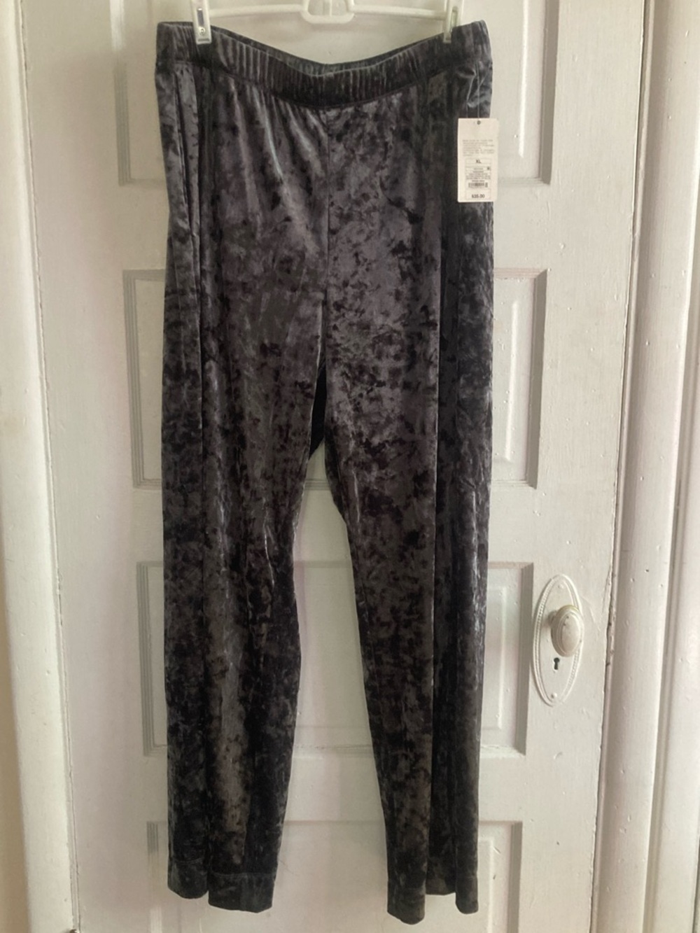 Crushed Velvet Lounge Pants - Charcoal Gray Size XL New with tags